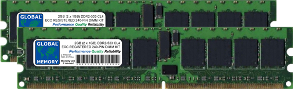 2GB (2 x 1GB) DDR2 533MHz PC2-4200 240-PIN ECC REGISTERED DIMM (RDIMM) MEMORY RAM KIT FOR SERVERS/WORKSTATIONS/MOTHERBOARDS (2 RANK KIT NON-CHIPKILL)